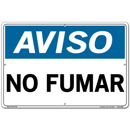 Vestil Aluminum Sign, 12-1/2" Height, 18-1/2" Width, Aluminum, Rectangle, Spanish SI-N-37-D-AL-080-S